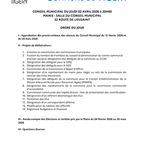 Conseil municipal du jeudi 2 avril 2026