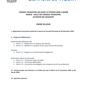 Conseil municipal du jeudi 12 février 2026