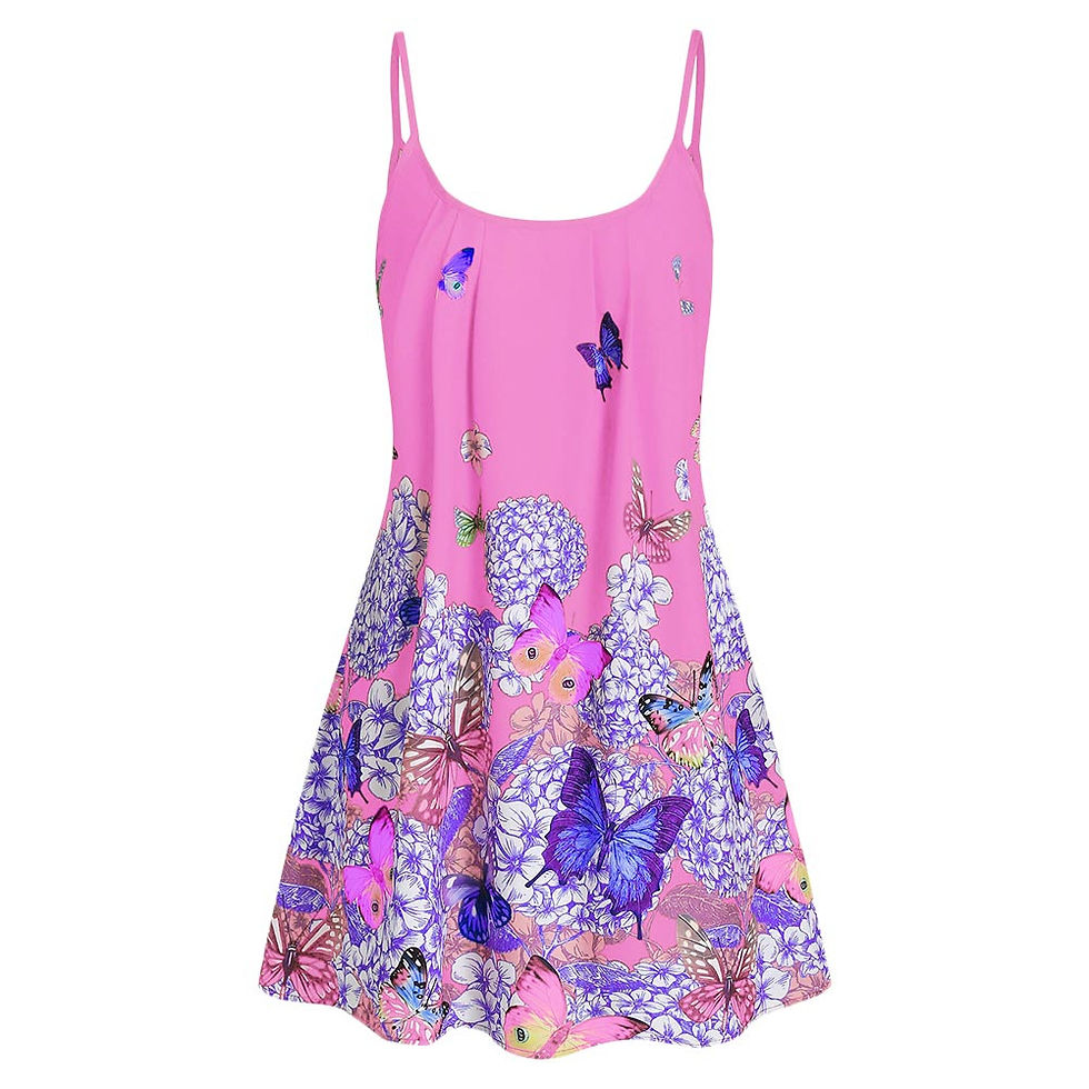 Thumbnail: Butterfly Flower Cami Tunic Women Dress