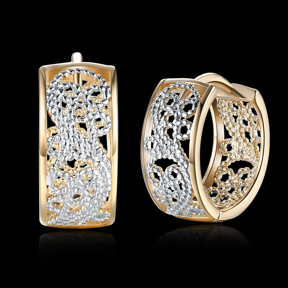 Thumbnail: K Gold Zircon Earrings Pattern Hollow Romantic Wind Ear Clip