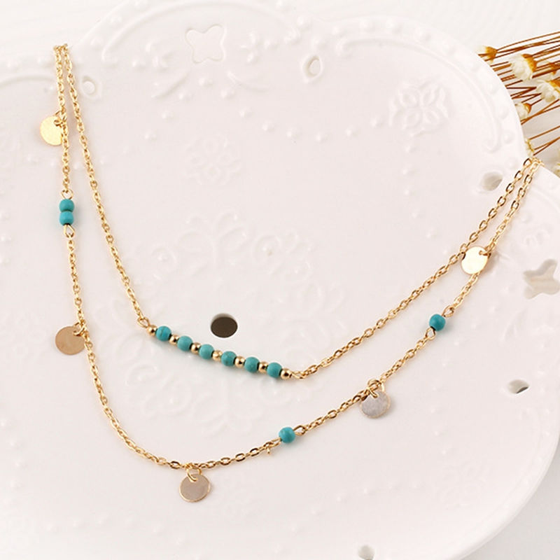 Thumbnail: Women Long Tassel Star Choker Double Layer Sequins Multilayer Necklace