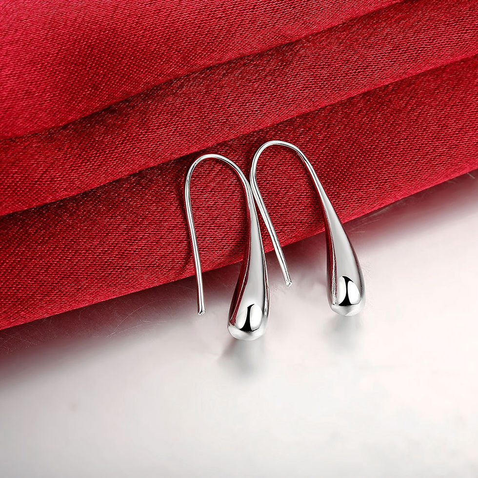 Thumbnail: Water Drop Ear Hook in The Shape of Silver Earrings