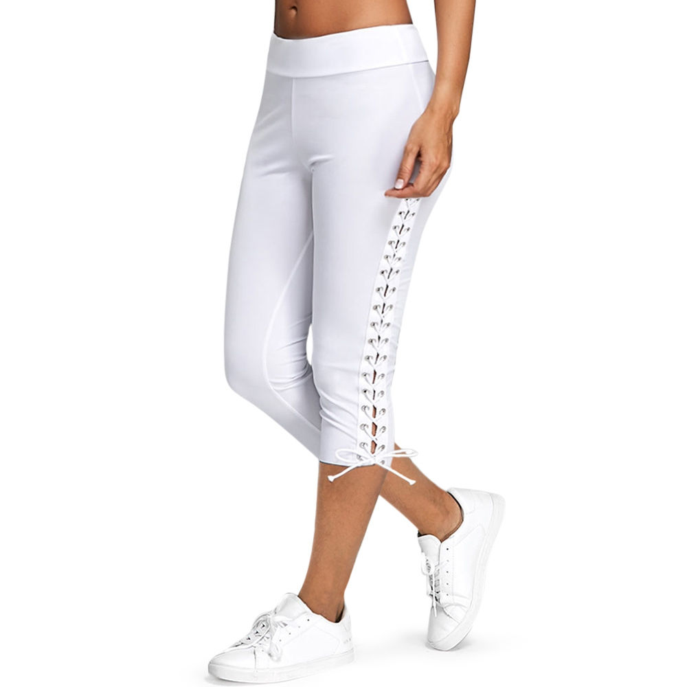 Lace Up Skinny Crop Leggings