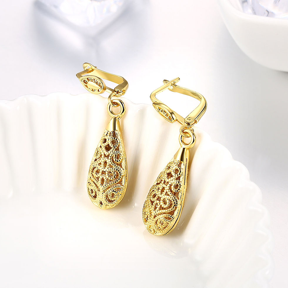 Thumbnail: Eco-Friendly Rose (Gold/Platinum/Gold) Drop Earrings