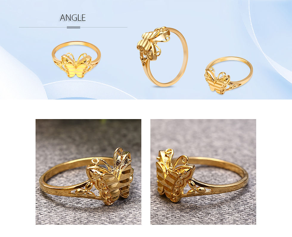 Thumbnail: Electroplated Gold Color Butterfly Ring for Women