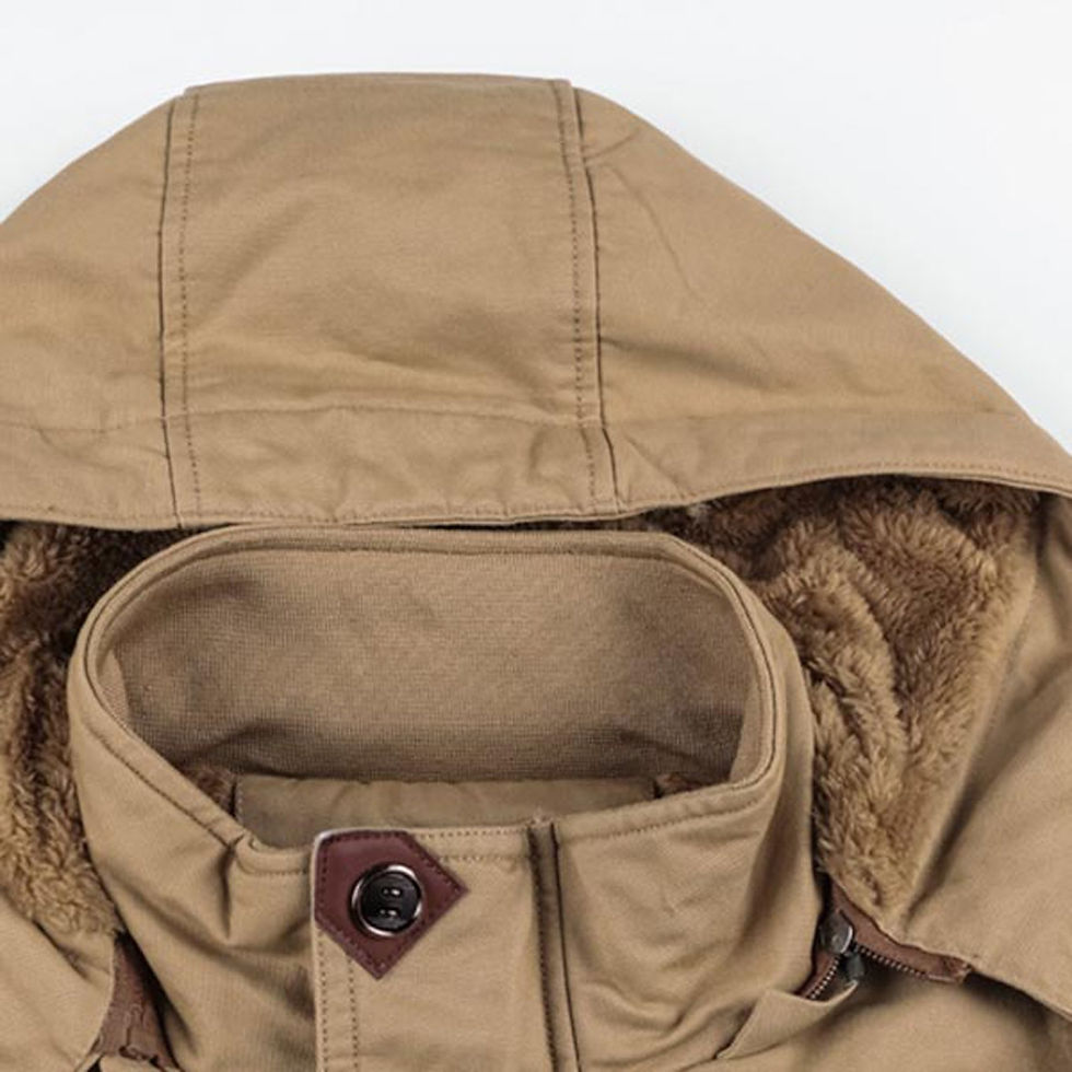 Thumbnail: Faux Fur Lined Waist Drawstring Cargo Jacket