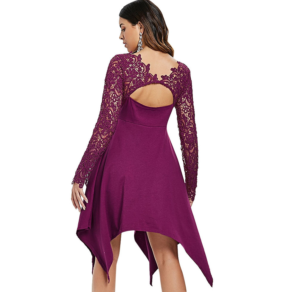 Thumbnail: Lace Insert Empire Waist Dress