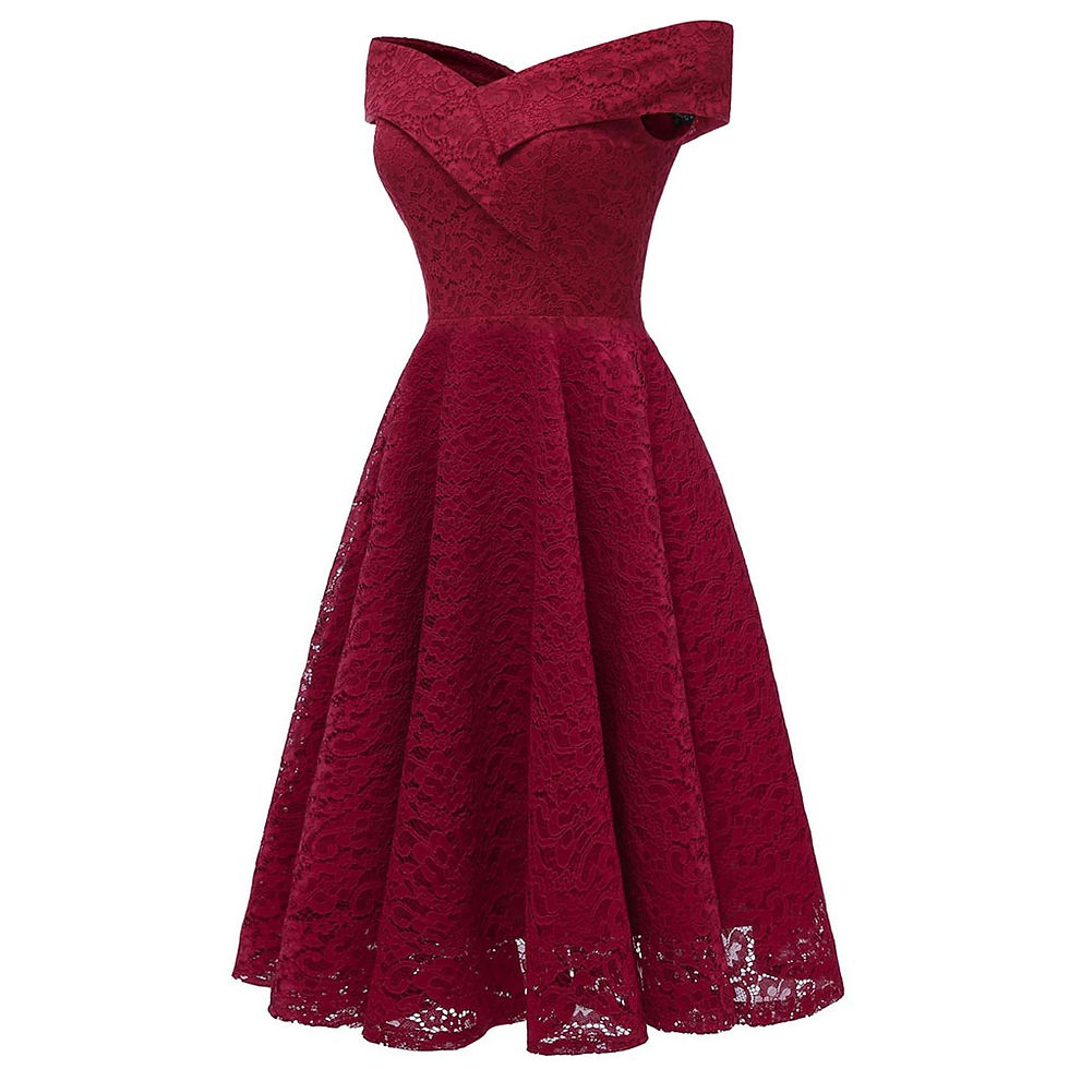 Thumbnail: Lace Off Shoulder Flare Party Dress