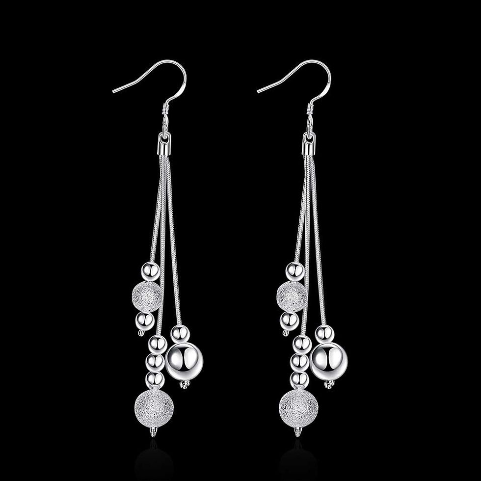 Thumbnail: Simple Long Silver Drop Earrings
