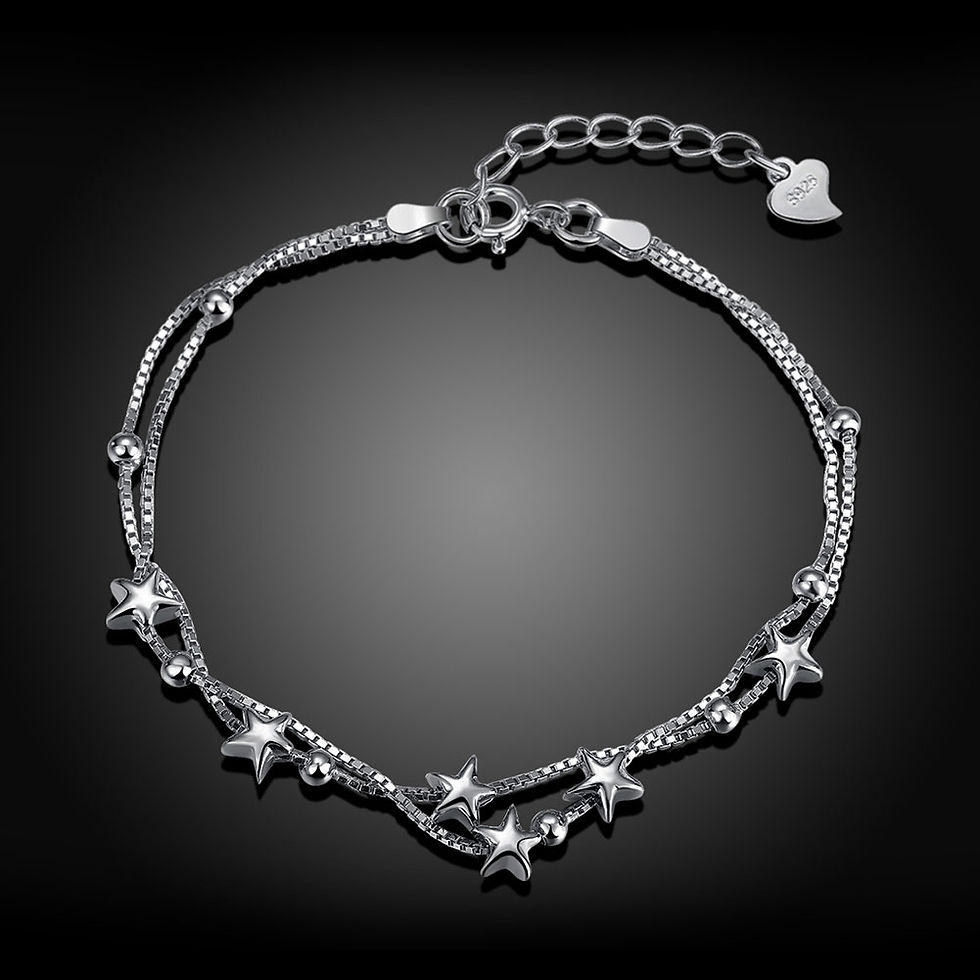 Thumbnail: 925 Pure Silver Romantic Star Bracelet