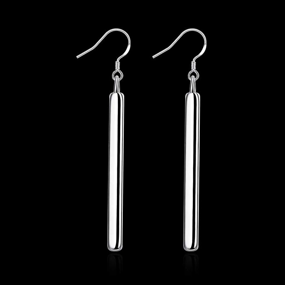 Thumbnail: Straight Geometric Silver Earrings