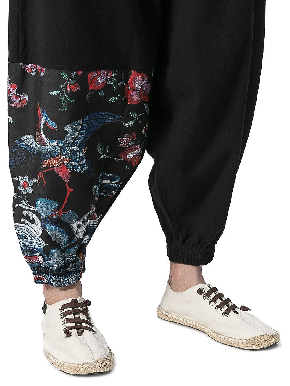 Thumbnail: Cotton Linen Chinoiserie Printed Jogger Pants