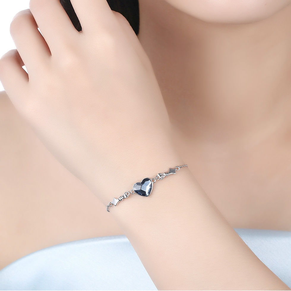 Thumbnail: S925 Heart Sterling Silver Bracelet