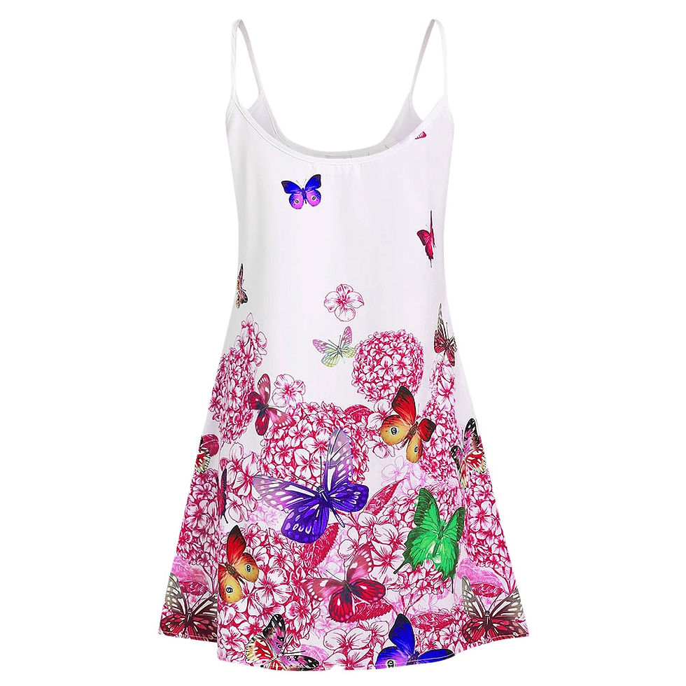 Thumbnail: Butterfly Flower Cami Tunic Women Dress