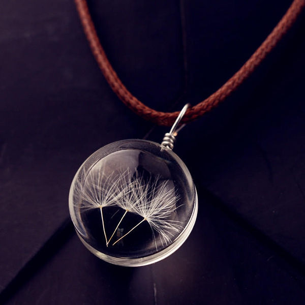 Thumbnail: Glass Ball Dandelions Necklace