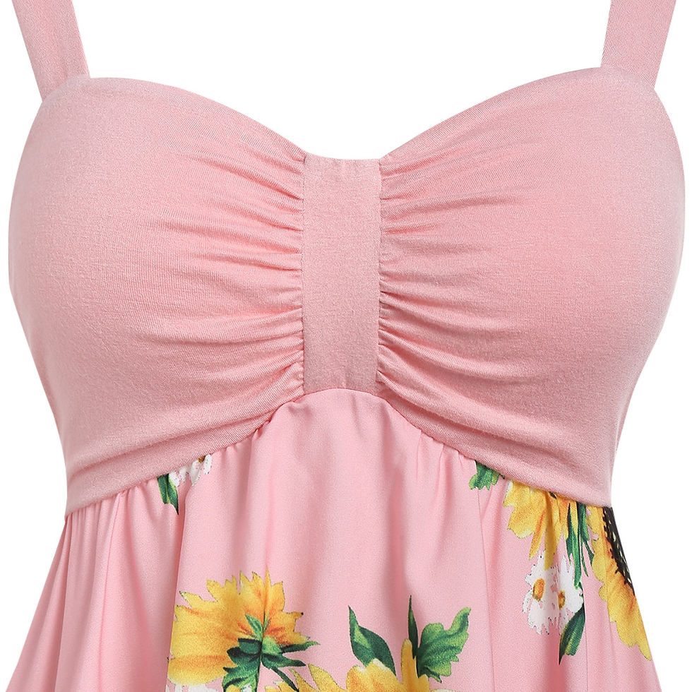 Thumbnail: Asymmetric Sunflower Ruched Casual Dress