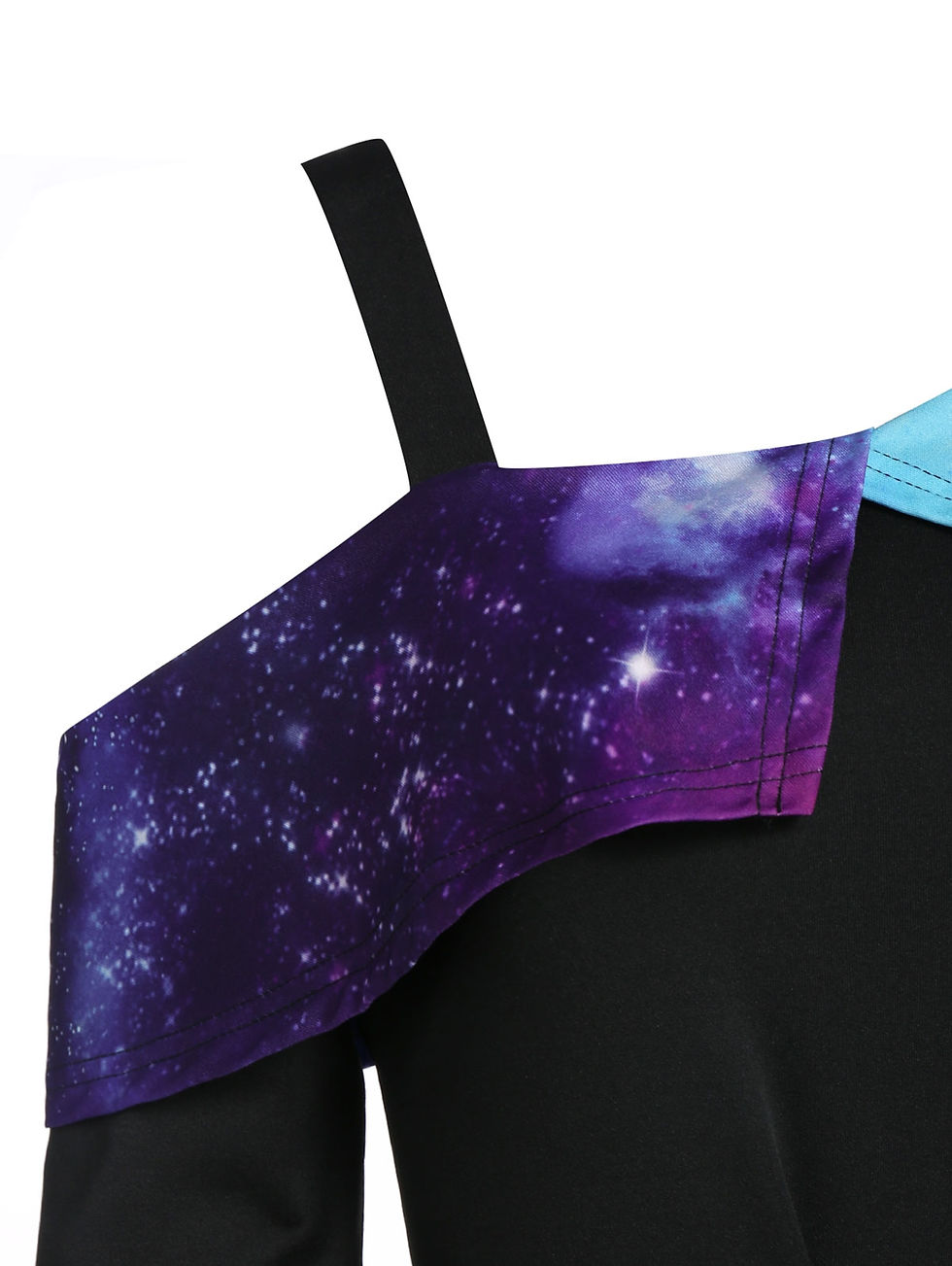 Thumbnail: Halloween Starry Sky Pattern Skew Neck Dress
