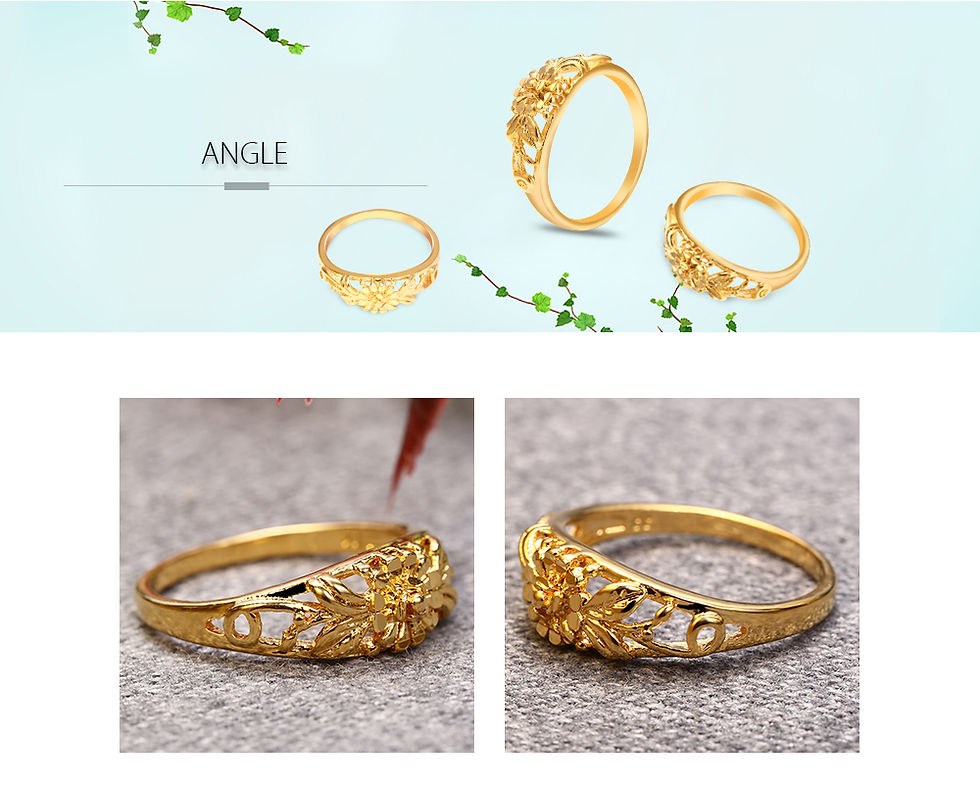 Thumbnail: Electroplated Gold Color Flower Ring for Women