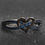 Thumbnail: Ladies Fashion Heart Shaped Sapphire Zircon Black Ring