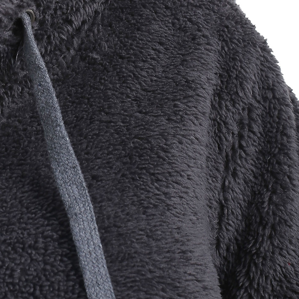 Thumbnail: Half Zipper Drawstring Fluffy Hoodie