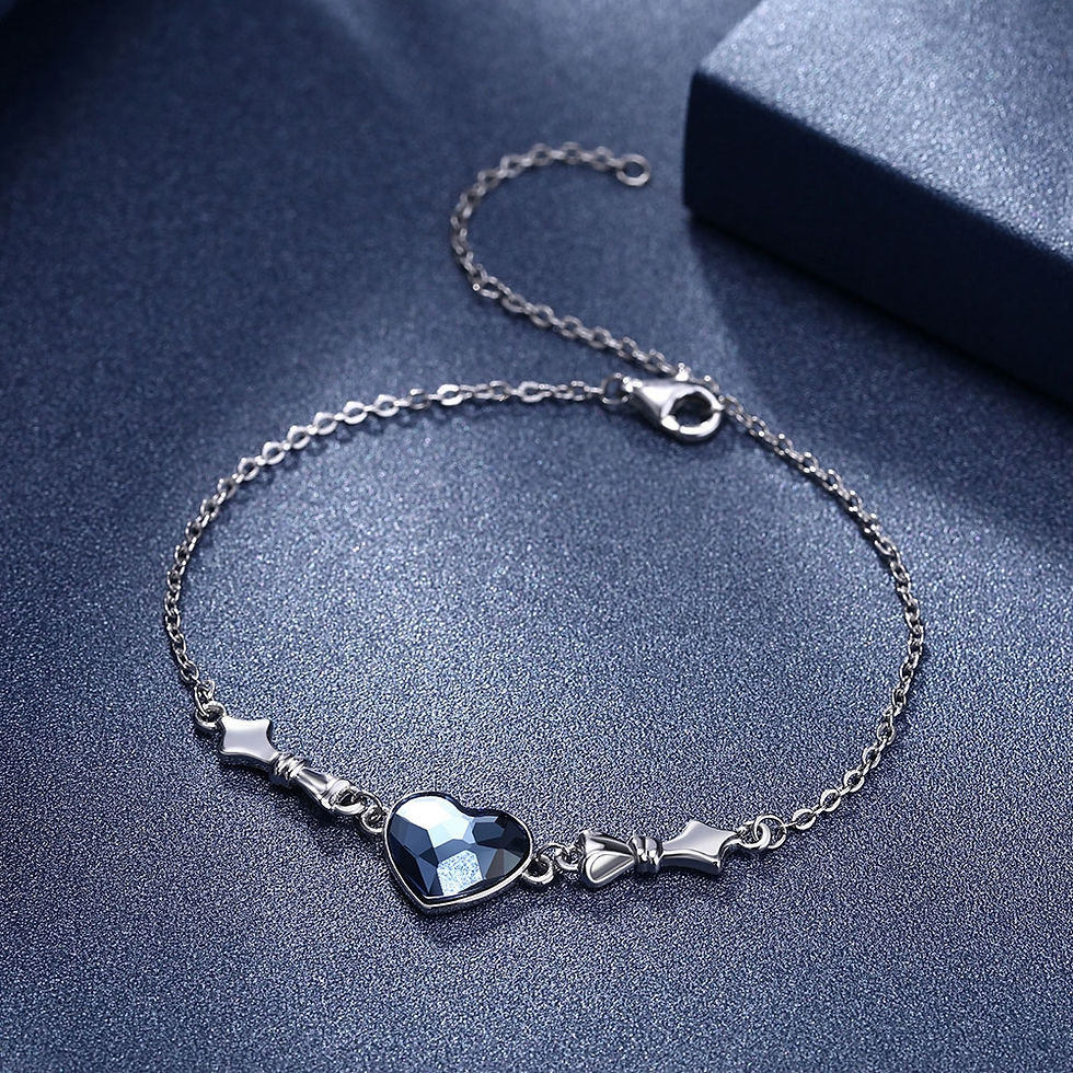 Thumbnail: S925 Heart Sterling Silver Bracelet