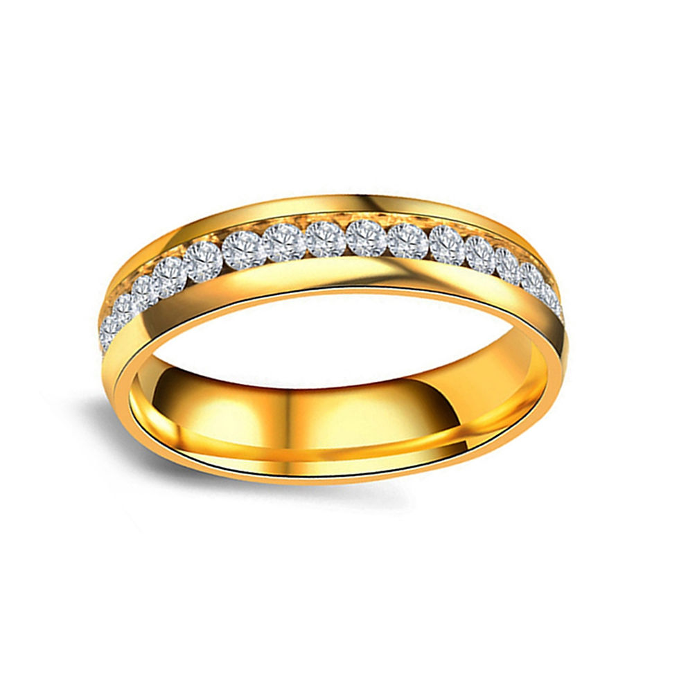 Thumbnail: Women's Steel Couples Gold-Plated Rings 0116 Personalized Gifts Jewelry