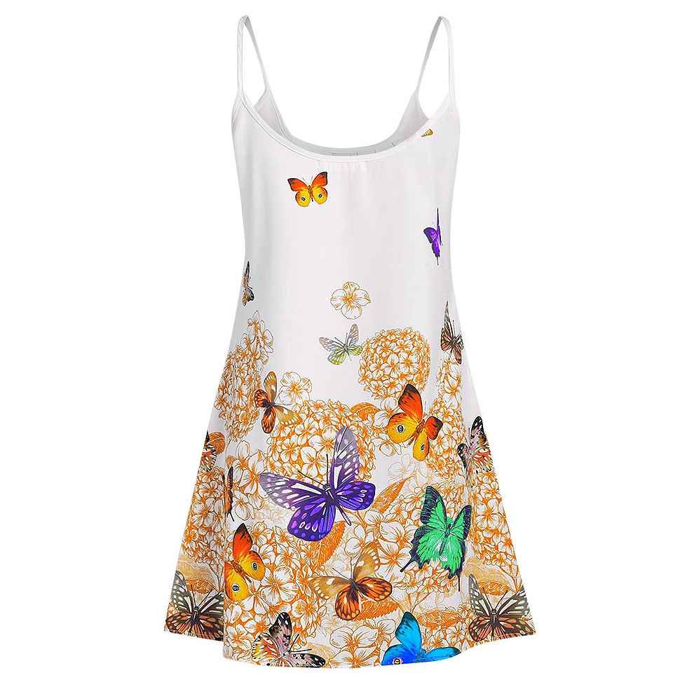 Thumbnail: Butterfly Flower Cami Tunic Women Dress