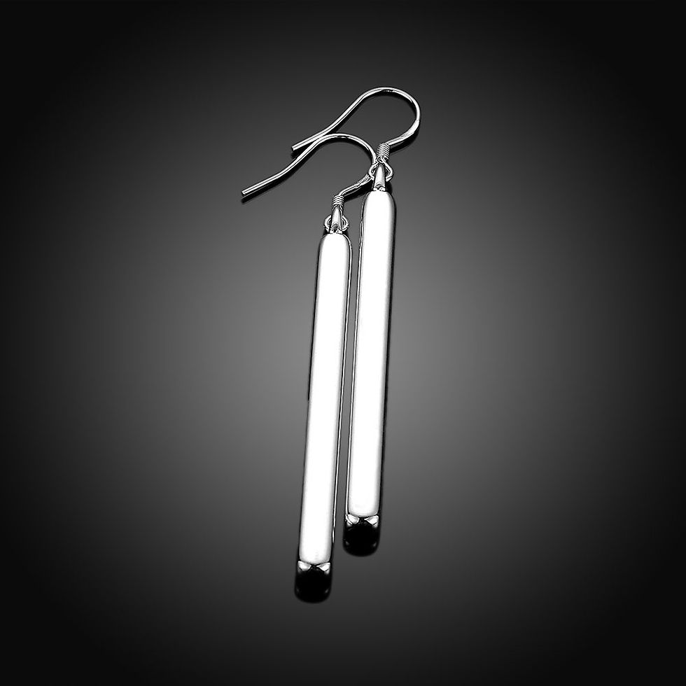 Thumbnail: Straight Geometric Silver Earrings