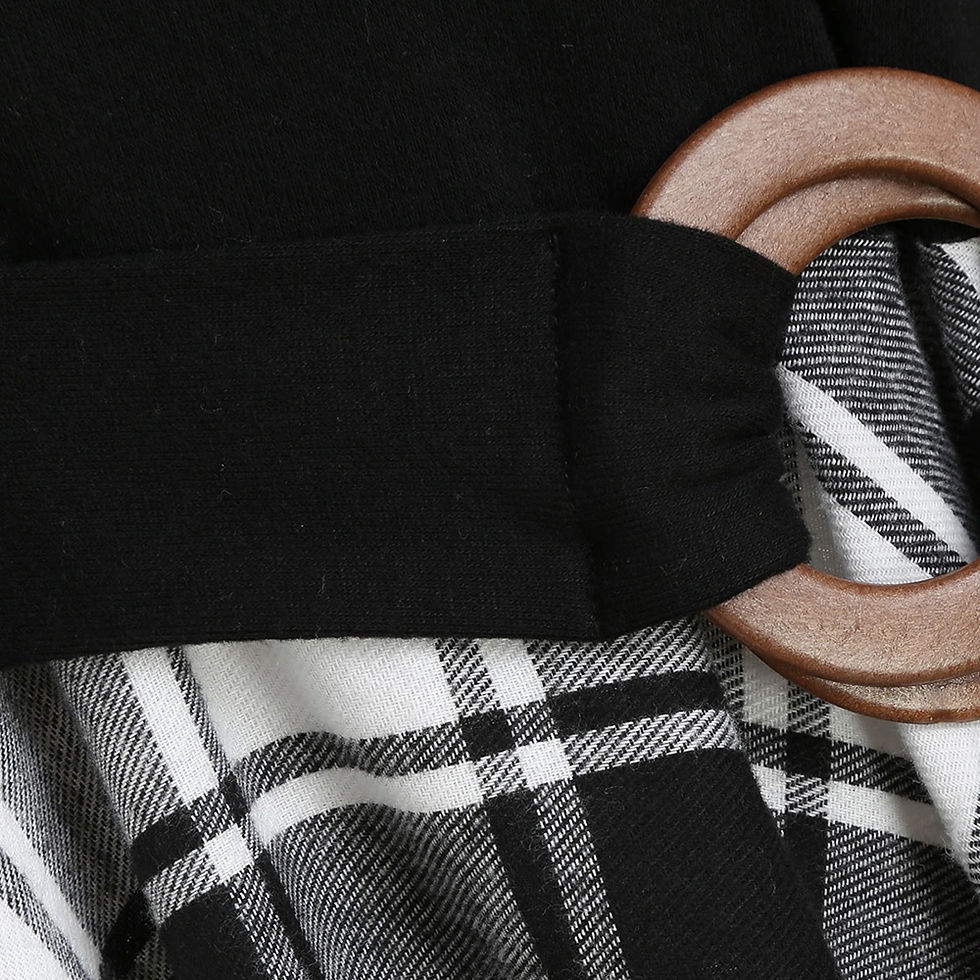Thumbnail: Plaid Skew Neck Flounce Asymmetrical Dress