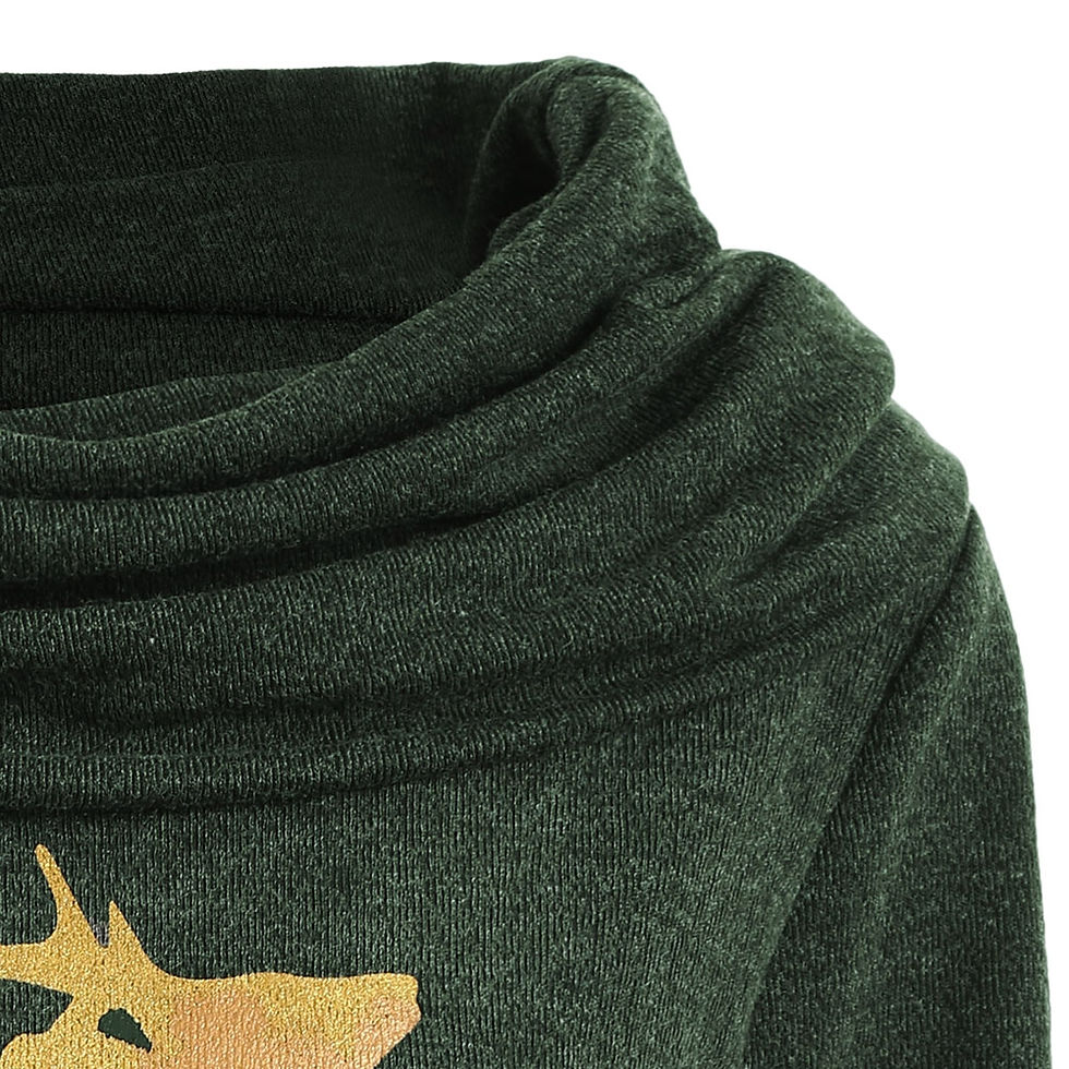 Thumbnail: Elk Deer Print Cowl Neck Pullover Sweatshirt