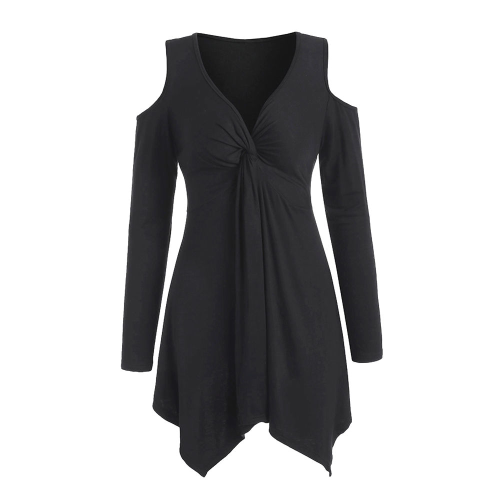 Knotted Cold Shoulder Mini Women Dress