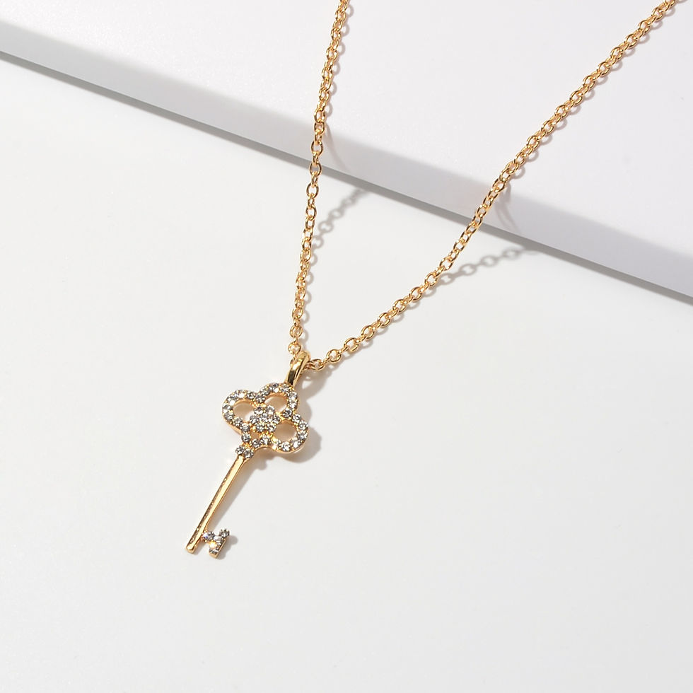 Thumbnail: Fashion Golden Full Diamond Key Pendant Necklace