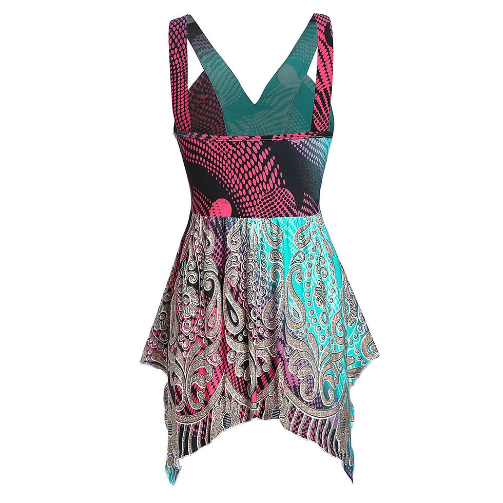 Thumbnail: Asymmetrical Printed Plunge Tank Top