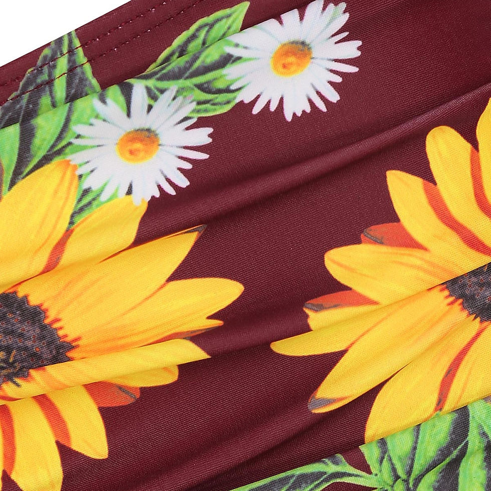 Thumbnail: Cut Out Sunflower Overlay Tankini Set