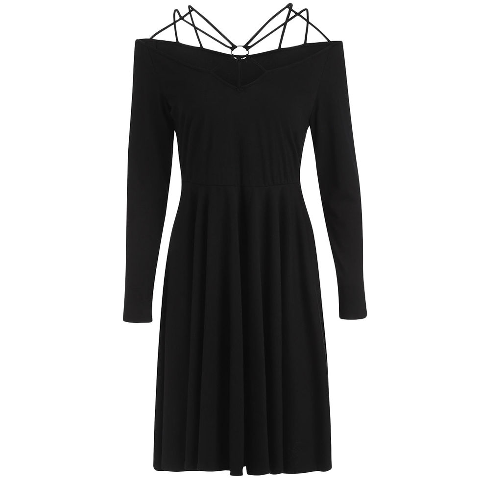 Thumbnail: Strappy Cut Fit and Flare Dress