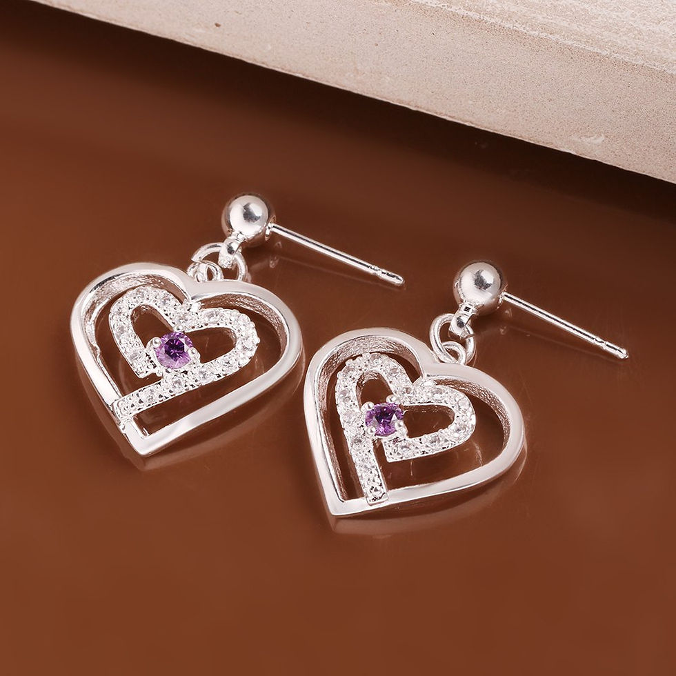Thumbnail: Pair of Stylish Chic Women's Rhinestone Inlaid Openwork Heart Earrings
