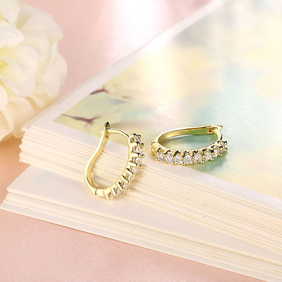 Thumbnail: Fashionable K Gold Fashionable Diamond-Set Earring Buckle Platinum / Gold Plated