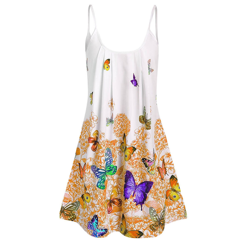 Thumbnail: Butterfly Flower Cami Tunic Women Dress