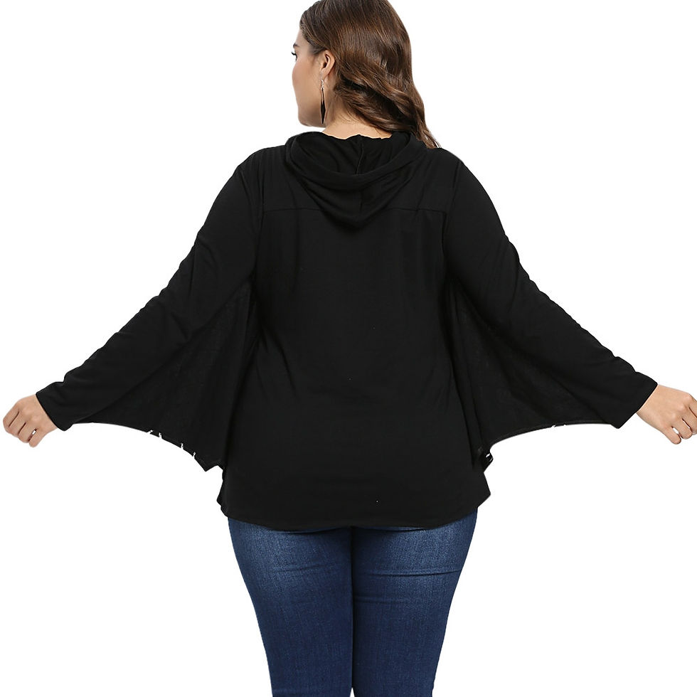 Thumbnail: Hooded Collar Long Batwing Sleeve Spider Web Print Halloween Women Hoodie