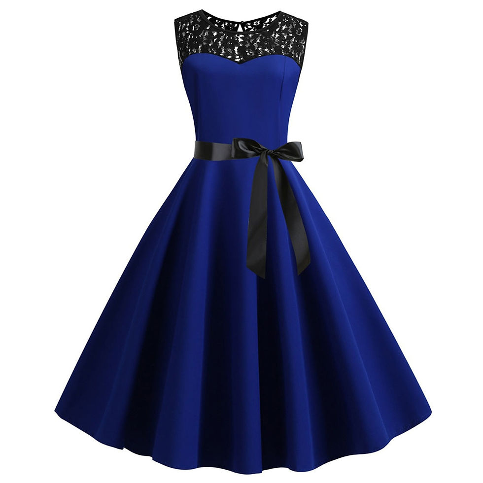 Thumbnail: Plus Size Lace Insert Vintage Pin Up Dress