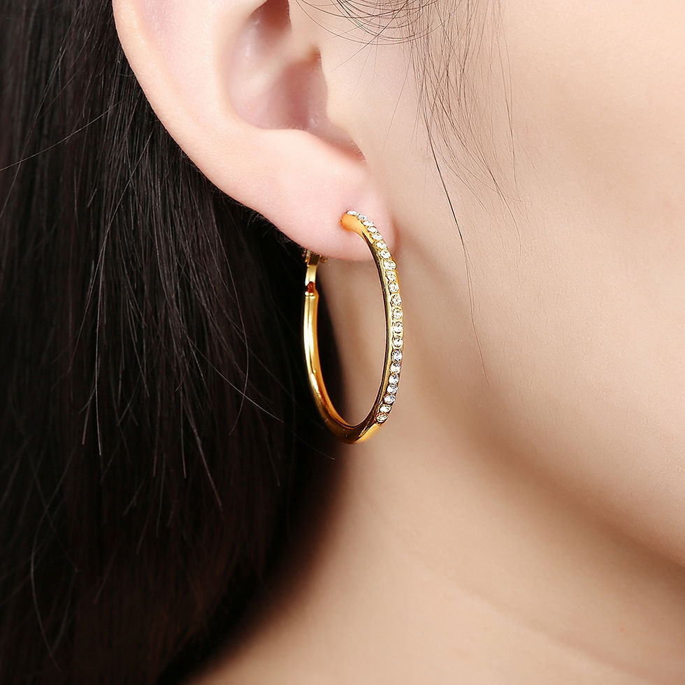Thumbnail: Round Czech Diamond Earrings (Rose Gold / Platinum / Gold)