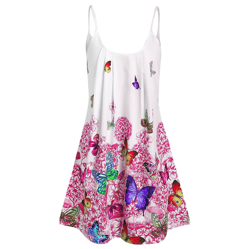 Thumbnail: Butterfly Flower Cami Tunic Women Dress