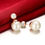 Thumbnail: Round Artificial Pearl White Earrings for Ladies