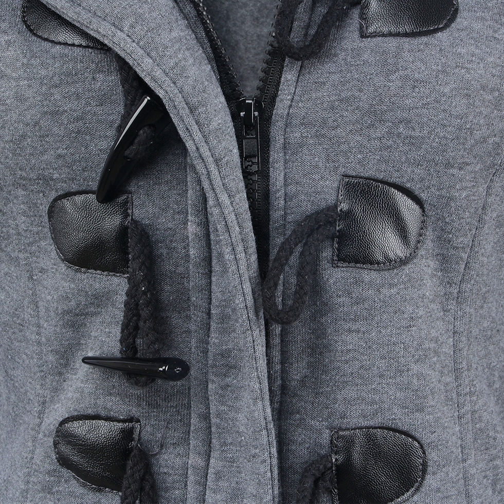Thumbnail: Female Coat Thick Horn Button Hooded Cotton Blend Women Jacket