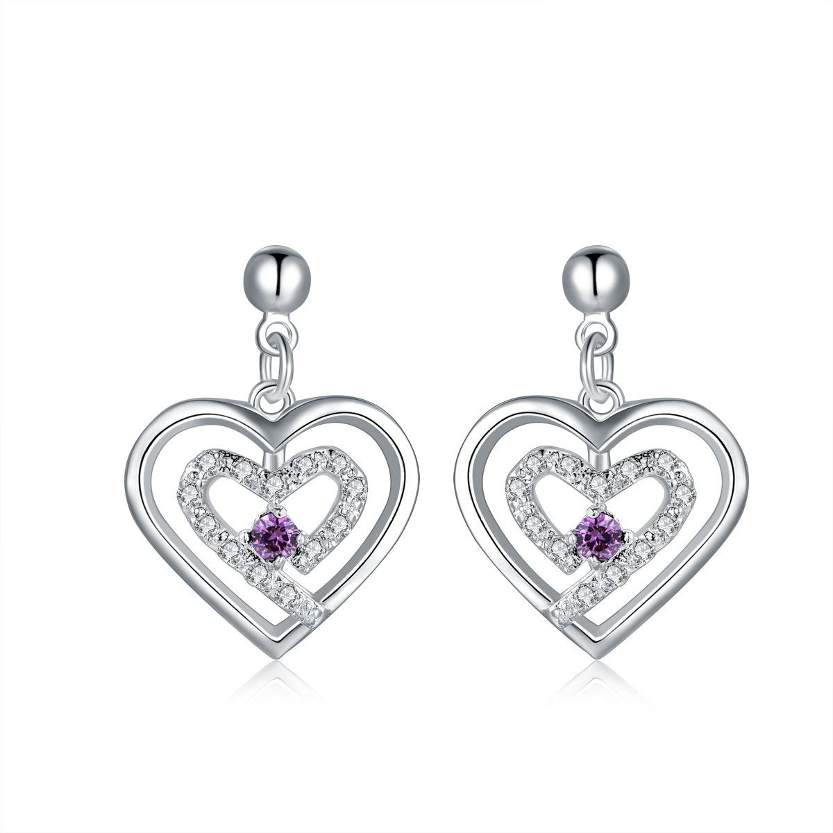 Pair of Stylish Chic Women's Rhinestone Inlaid Openwork Heart Earrings