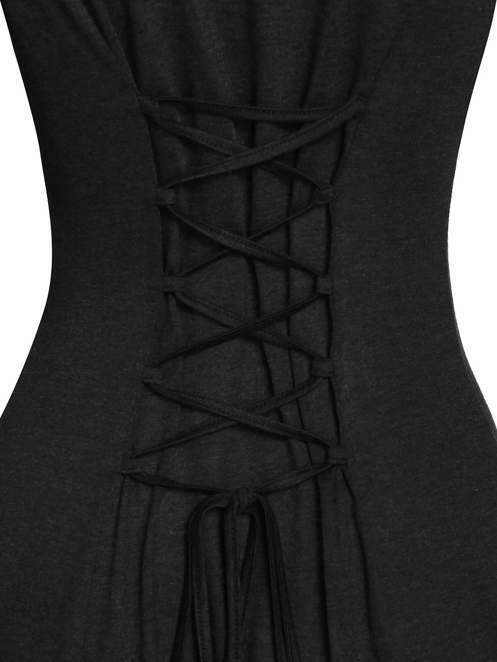 Thumbnail: Hooded Glove Sleeve Lace-up Contrast Dress