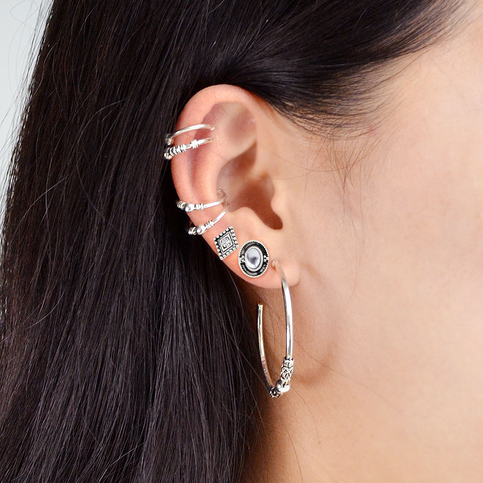 Thumbnail: Antique Silver Color Ear Cuff Hoop Earrings 7Pcs/Set