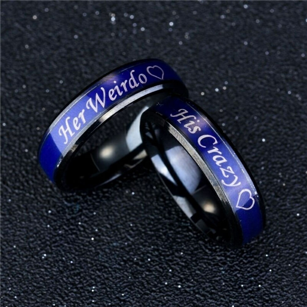 Thumbnail: His Crazy Her Weirdo Couple Ring Temperature Change Color Discolor Rings Gifts