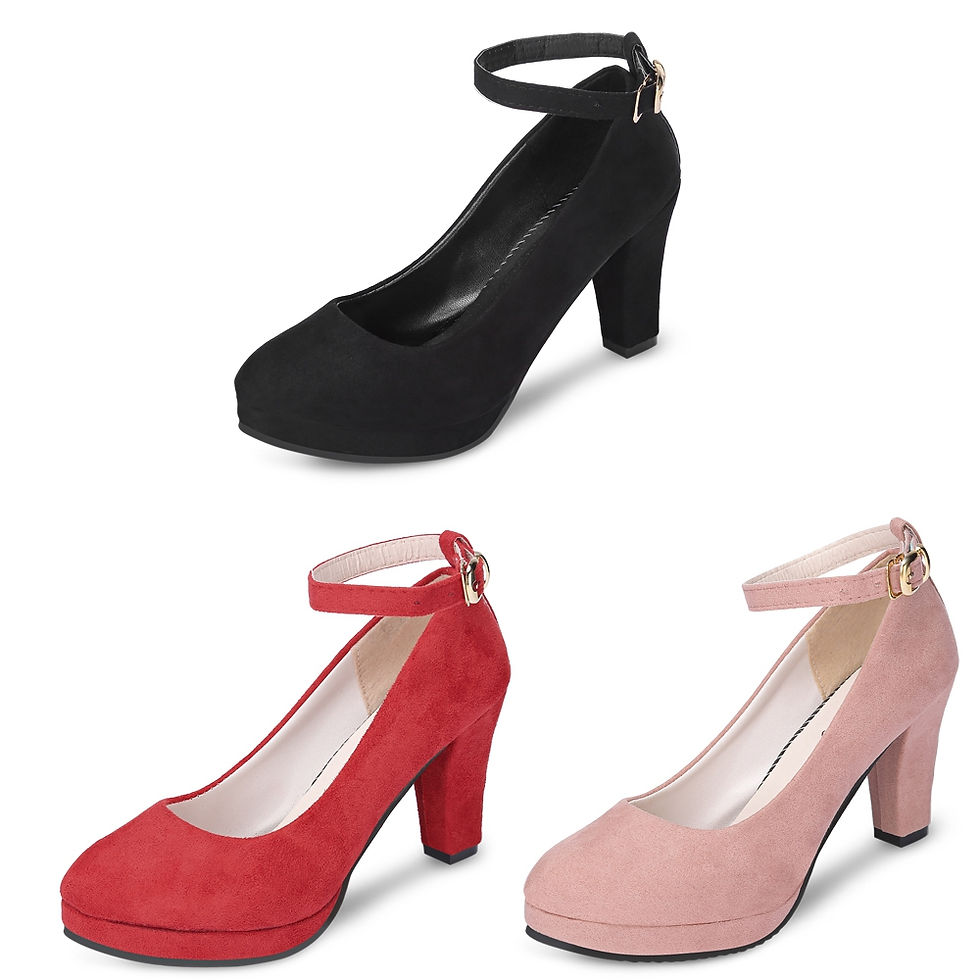 Thumbnail: Chunky Heel Suede Round-toe Angle Strap Buckle Women Shoes