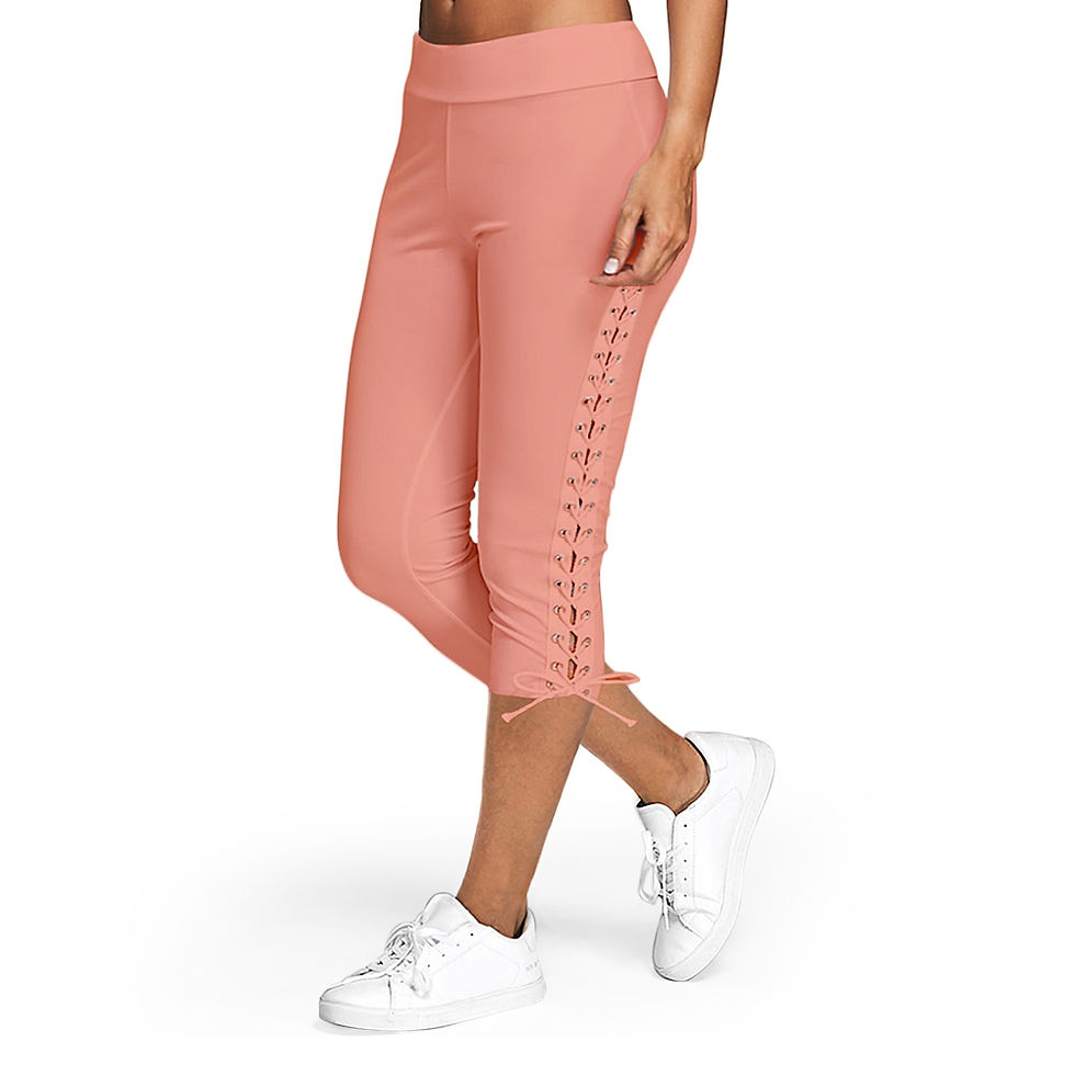 Thumbnail: Lace Up Skinny Crop Leggings